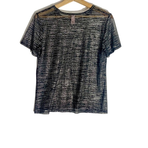 Victoria's Secret Sheer Silver Foil Detailed Top - Picture 2 of 5